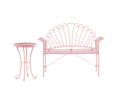 Set da balcone in metallo rosa panchina e tavolino CAVINIA