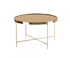 Tavolino in vetro marrone e dorato 63cm diametro LUCEA
