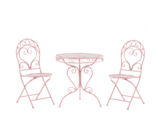 Set balcone in metallo rosa tavolo e 2 sedie ALBINIA