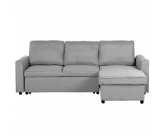 Divano letto angolare in tessuto grigio chiaro versione sinistra NESNA