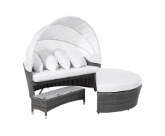 Divano coperto da giardino in rattan grigio SYLT LUX