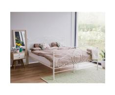 Letto matrimoniale design moderno in metallo bianco 180x200cm LYRA