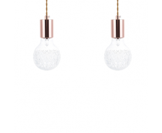 Set di 2 lampade a sospensione in vetro trasparente e color rame ANZA