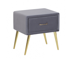 Comodino rivestito in velluto grigio FLAYAT