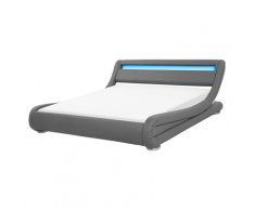 Letto matrimoniale ad acqua 160x200 pelle sintetica grigia con LED AVIGNON