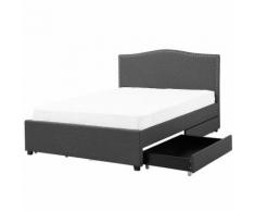 Letto con contenitore in tessuto grigio 180x200cm MONTPELLIER