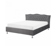 Letto matrimoniale 160x200cm in velluto grigio scuro METZ