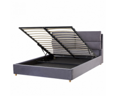 Letto in tessuto grigio con contenitore 140 x 200 cm BATILLY