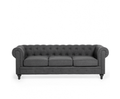 Divano vintage a 3 posti in tessuto grigio CHESTERFIELD