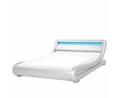 Letto ad acqua in pelle sintetica argento con LED 160x200cm AVIGNON