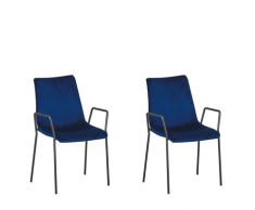 Set di 2 sedie da pranzo in velluto blu JEFFERSON