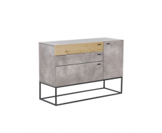 Credenza a 3 cassetti in legno chiaro e grigio ARIETTA