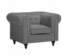 Poltrona vintage in tessuto grigio chiaro CHESTERFIELD grande