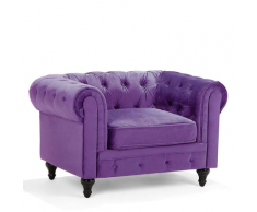 Poltrona vintage in tessuto viola CHESTERFIELD
