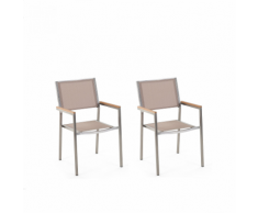 Set da giardino 2 sedie in acciaio inox beige GROSSETO