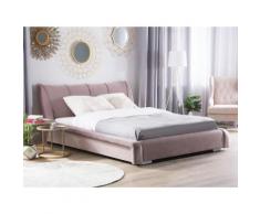 Letto ad acqua in velluto di color rosa 160 x 200 cm NANTES