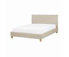 Letto in tessuto beige 160 x 200 cm SENNEZ