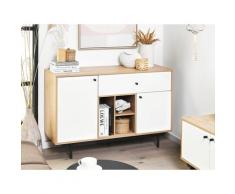 Credenza a 1 Cassetto Color Legno Chiaro e Bianco ITACA