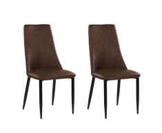 Set di 2 sedie da pranzo in ecopelle marrone CLAYTON