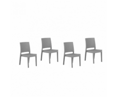 Sedia da giardino in rattan-grigio chiaro set di 4 pz FOSSANO