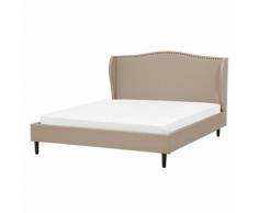Letto matrimoniale in tessuto beige 160x200cm - COLMAR