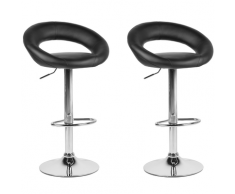 Sgabello da bar in ecopelle nero regolabile in altezza set di 2 pezzi PEORIA