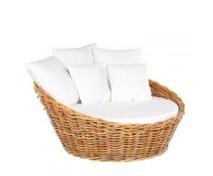 Letto Rotondo In Rattan Marrone Chiaro per Giardino KALLITHEA