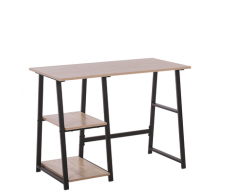 Scrivania da ufficio con scaffali 100 x 50 cm legno chiaro e nero GLENDORA