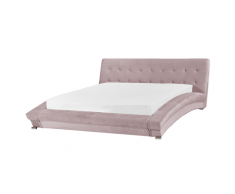 Letto ad acqua in velluto color rosa 160 x 200 cm LILLE