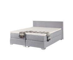 Letto boxspring in tessuto grigio chiaro 160 x 200 cm PRESIDENT