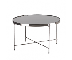 Tavolino in vetro nero e argento 63cm diametro LUCEA