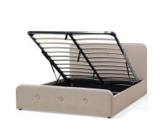 Letto matrimoniale in tessuto beige con contenitore 140 x 200 cm RENNES