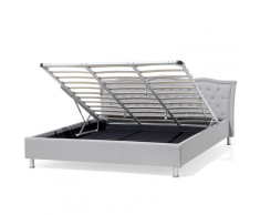 Letto matrimoniale con contenitore in tessuto grigio 180x200cm METZ