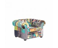 Poltrona vintage in tessuto patchwork multicolore giallo CHESTERFIELD