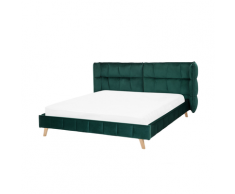 Letto matrimoniale in velluto verde scuro 160x200cm SENLIS