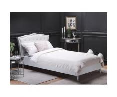 Letto singolo con contenitore in pelle sintetica bianca 90x200cm METZ