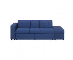 Divano letto blu con cassetti e ottomano contenitore FALSTER