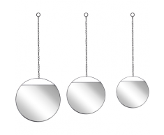 Set di 3 specchi da parete rotondi in metallo nero ODOS