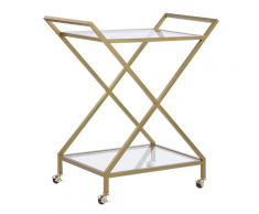 Carrello da cucina con piano in vetro ed oro IVERA