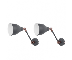 Set di 2 lampade da parete nero / rame MISSISSIPPI M