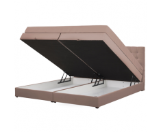 Letto boxspring con contenitore in tessuto marrone chiaro 180x200cm MAGNATE