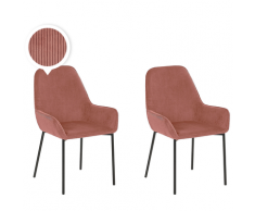 Set di 2 sedie da pranzo in velluto a coste rosa LOVERNA