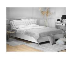Letto matrimoniale con contenitore in pelle sintetica bianca 180x200cm METZ