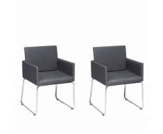Set di 2 sedie da pranzo in metallo e tessuto grigio scuro GOMEZ