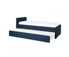Letto singolo con letto estraibile in tessuto blu 90x200 cm MARMANDE