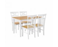 Set da pranzo di tavolo 120cm e 4 sedie in legno HOUSTON