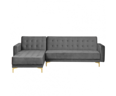 Divano letto angolare in velluto grigio versione destra ABERDEEN