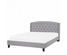 Letto grigio chiaro in tessuto 160x200 cm BORDEAUX
