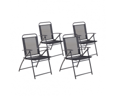 Set da giardino 4 sedie pieghevoli in acciaio nero LIVO