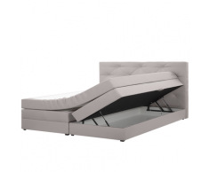 Letto boxspring con contenitore in tessuto grigio chiaro 180x200cm MILORD